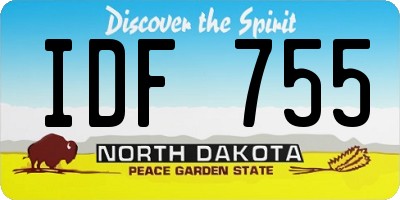 ND license plate IDF755