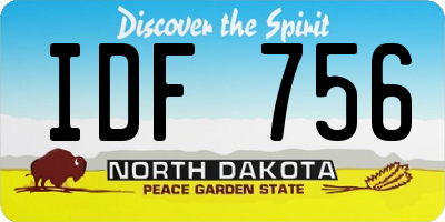 ND license plate IDF756