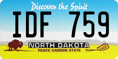ND license plate IDF759