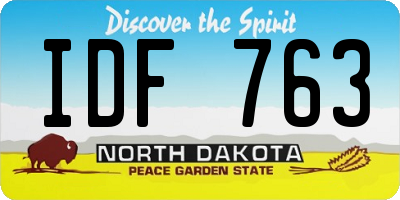 ND license plate IDF763