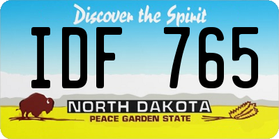 ND license plate IDF765