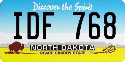 ND license plate IDF768