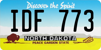 ND license plate IDF773