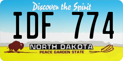 ND license plate IDF774