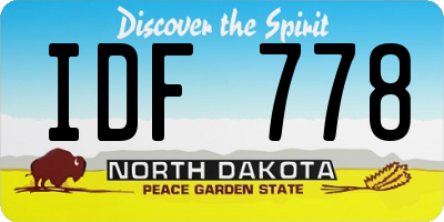 ND license plate IDF778