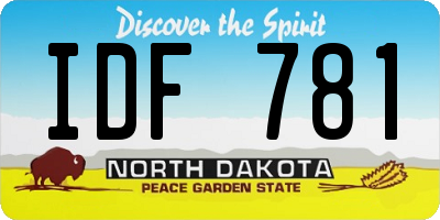 ND license plate IDF781