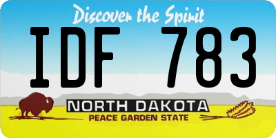 ND license plate IDF783