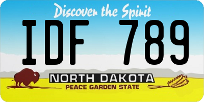 ND license plate IDF789