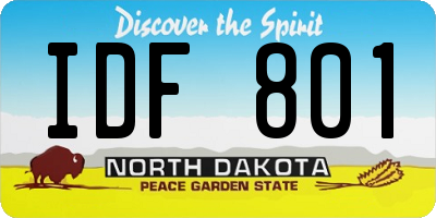 ND license plate IDF801