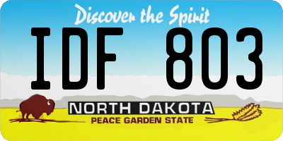 ND license plate IDF803