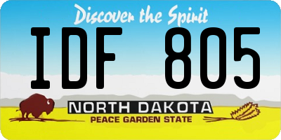 ND license plate IDF805