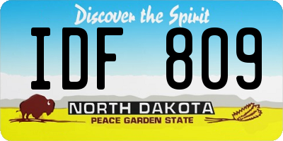 ND license plate IDF809