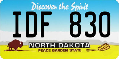 ND license plate IDF830
