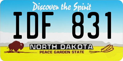 ND license plate IDF831