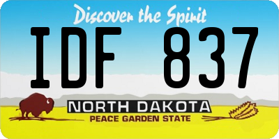 ND license plate IDF837