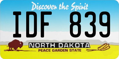 ND license plate IDF839