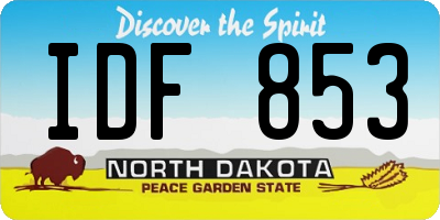 ND license plate IDF853
