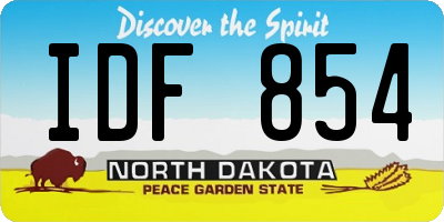 ND license plate IDF854