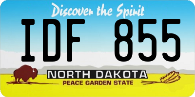 ND license plate IDF855