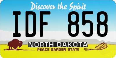 ND license plate IDF858