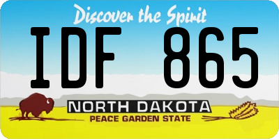 ND license plate IDF865
