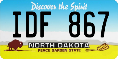 ND license plate IDF867