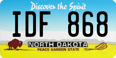 ND license plate IDF868