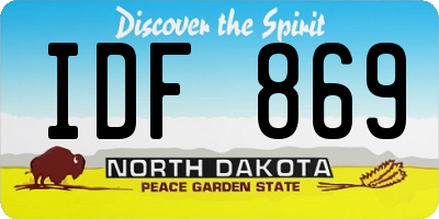 ND license plate IDF869