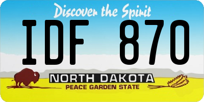 ND license plate IDF870