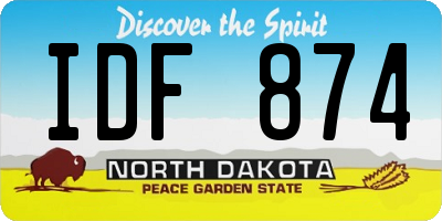 ND license plate IDF874