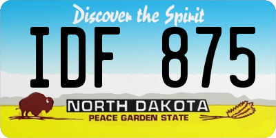 ND license plate IDF875