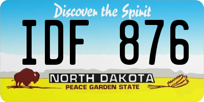 ND license plate IDF876