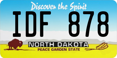 ND license plate IDF878