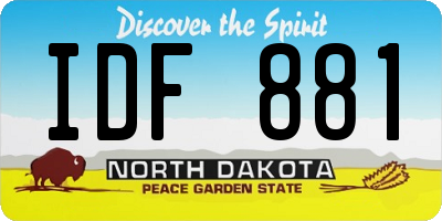 ND license plate IDF881