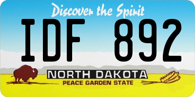 ND license plate IDF892