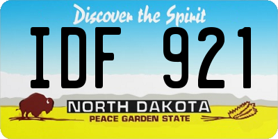 ND license plate IDF921
