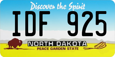 ND license plate IDF925
