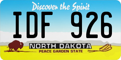 ND license plate IDF926