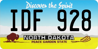 ND license plate IDF928