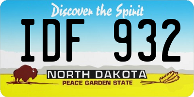 ND license plate IDF932