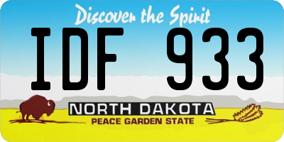 ND license plate IDF933