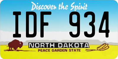ND license plate IDF934