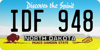 ND license plate IDF948