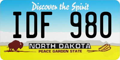 ND license plate IDF980