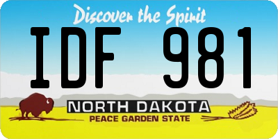 ND license plate IDF981