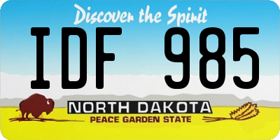 ND license plate IDF985