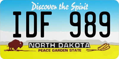 ND license plate IDF989