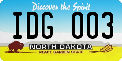 ND license plate IDG003