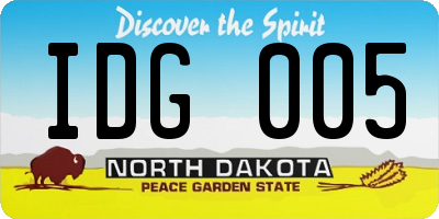 ND license plate IDG005