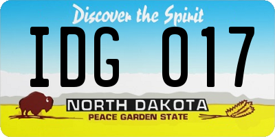 ND license plate IDG017